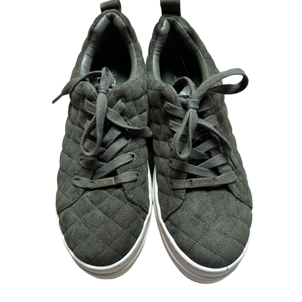 J Slides Nona Quilted Platform Olive Green Sneaker‎ Size 7.5